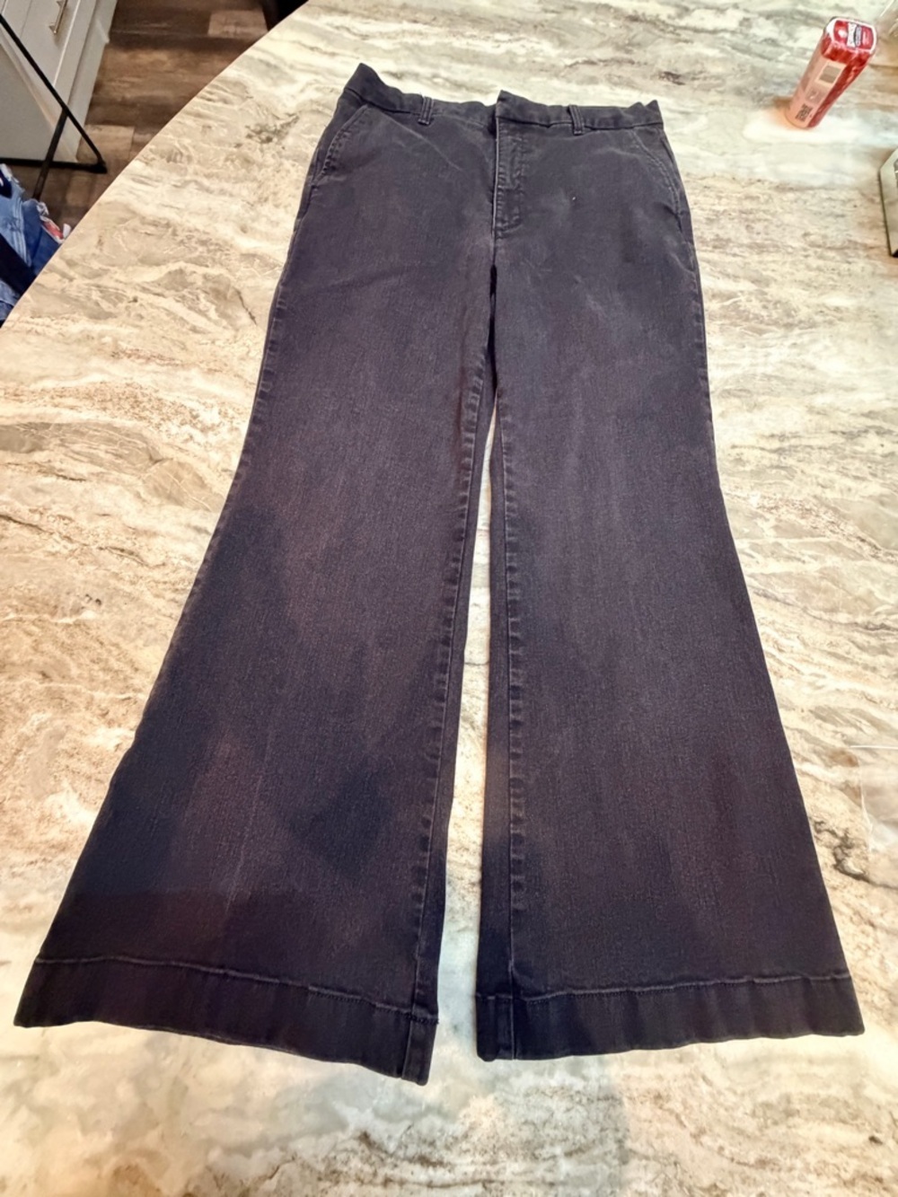 Sofia Vergara Flare Jeans Size 14 Short Black Mid Rise Stretch Denim